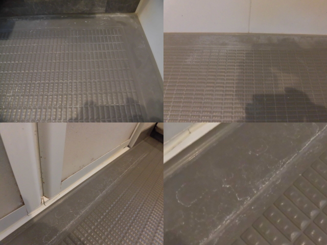 浴室床面の水垢汚れ